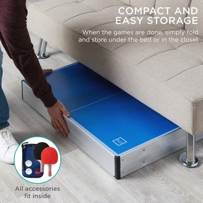 Best Choice Products 6x3ft Portable Ping Pong Table Game Set, Folding Indoor Outdoor Table Tennis w/ 2 Paddles, Balls - M1 - 351
