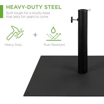 Best Choice Products 38.5lb Steel Umbrella Base, Square Patio Stand w/ Tightening Knob and Anchor Holes - Black -M1-1363