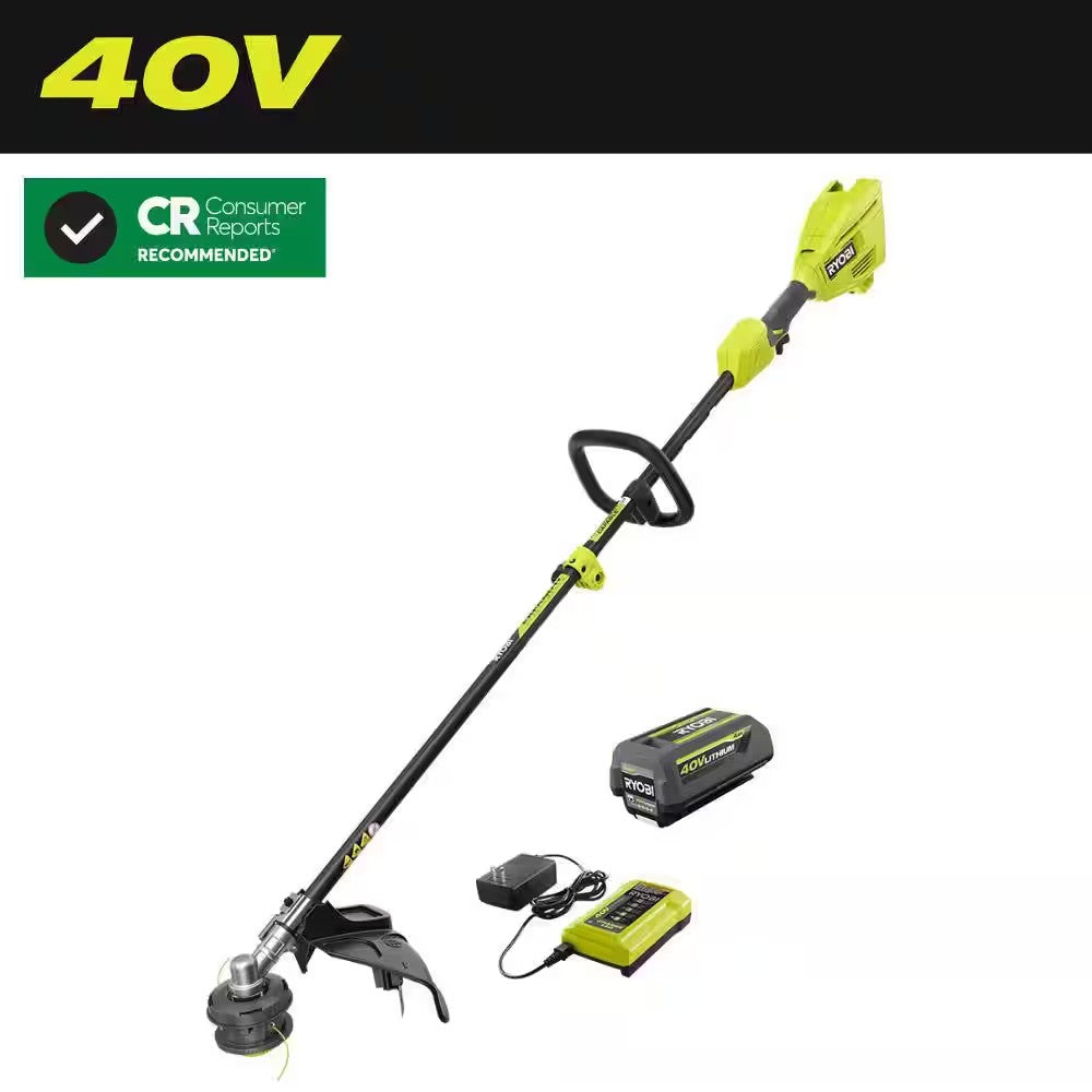 RYOBI 40V 15 in. Expand-It Cordless Battery Attachment Capable String Trimmer with 4.0 Ah Battery and Charger L403 - Tested and Working