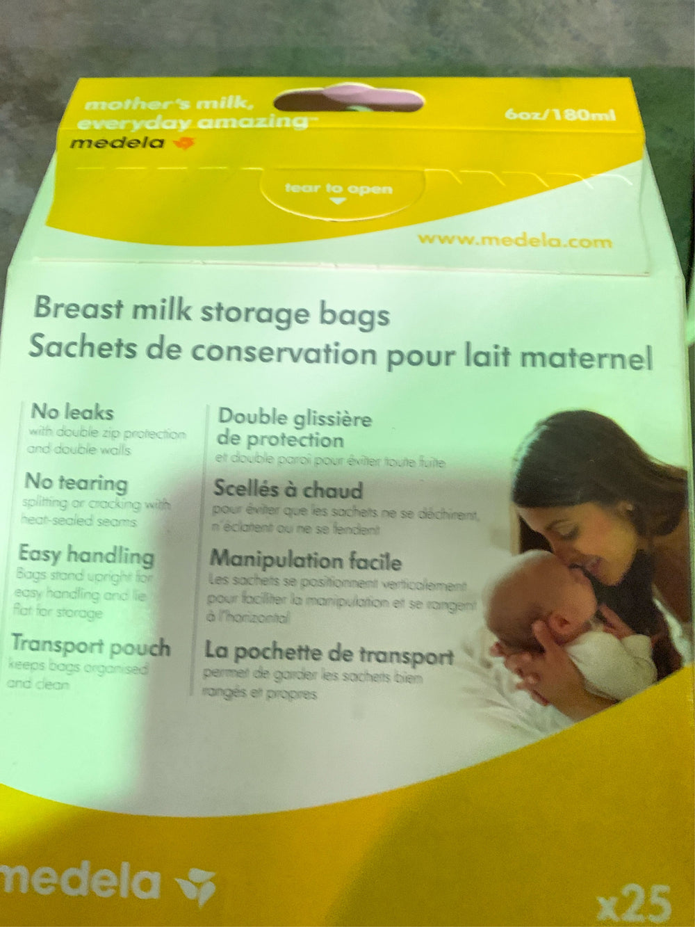(Lot of 2) Medela Breast Milk Storage Bags, 6oz/180ml, Clear with Measurements, 68060, 25 Count - B7 - 1567 -K8-0095