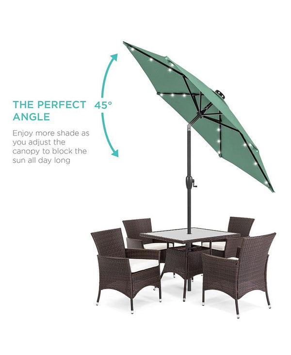 Best Choice Products 7.5ft Outdoor Solar Patio Umbrella for Deck, Pool w/ Tilt, Crank, LED Lights - Green - No Size -F3-1977
