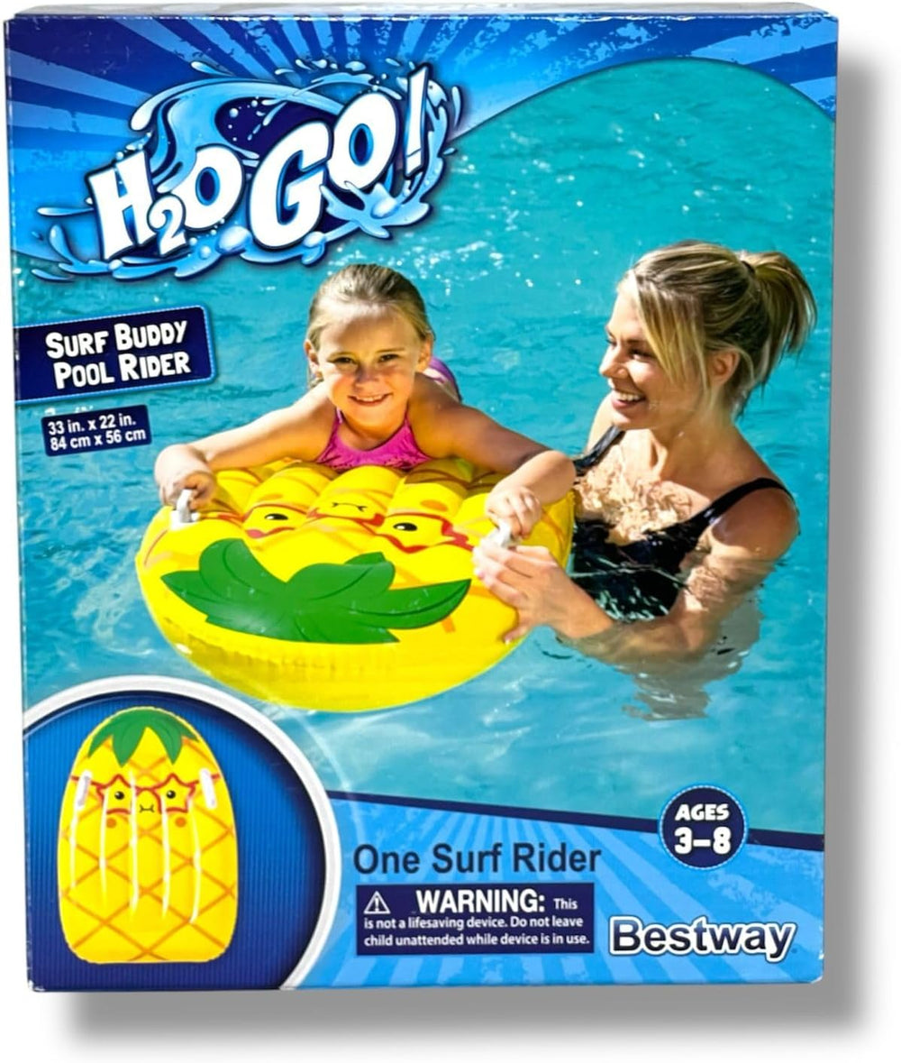 Bestway H2O Go Pineapple Surf Buddy Pool Float, 33 x 22 inches, Ages 3-8, Heavy-Duty Handles - 474