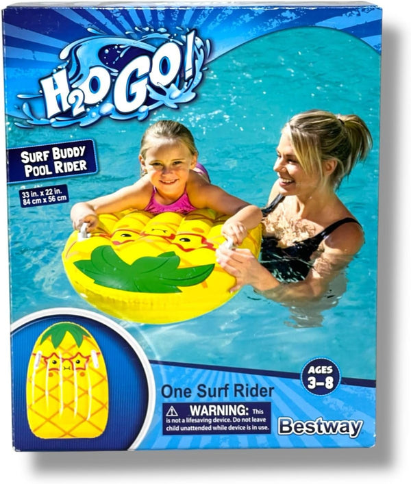 Bestway H2O Go Pineapple Surf Buddy Pool Float, 33 x 22 inches, Ages 3-8, Heavy-Duty Handles - 474