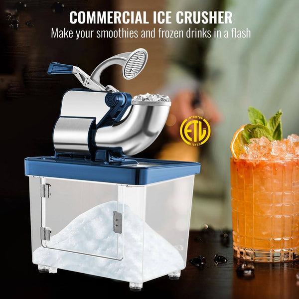 1150 oz. Commercial Ice Crusher 440 LBS/H 300W White Snow Cone Machine Stainless Steel Shaved Ice Machine, 110V - D8 - 711