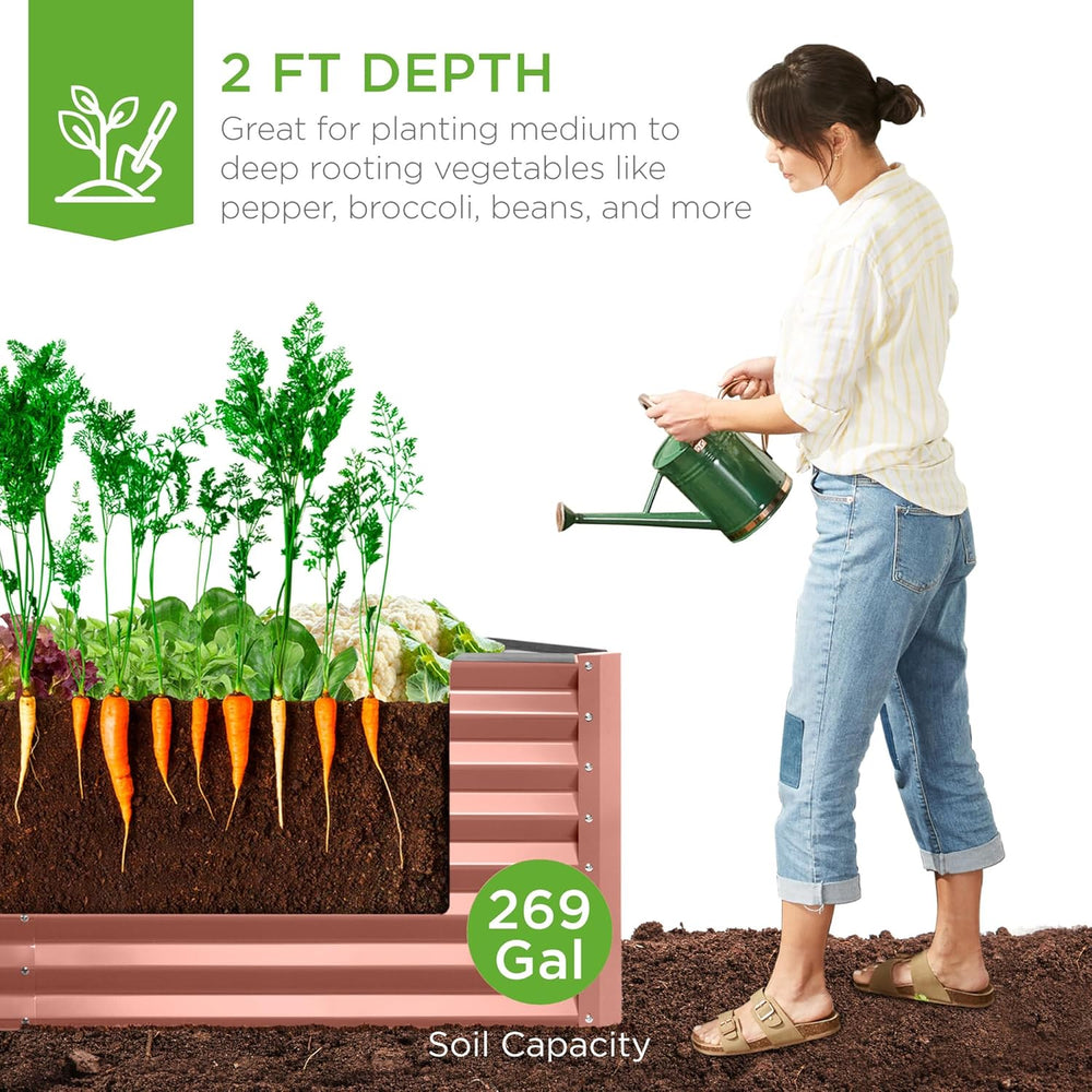 Best Choice Products 6x3x2ft Outdoor Metal Raised Garden Bed, Deep Root Box Planter for Vegetables, Flowers, Herbs, 269 Gallon Capacity, 100% Non Toxic Materials - Terracotta - H2 - 1995