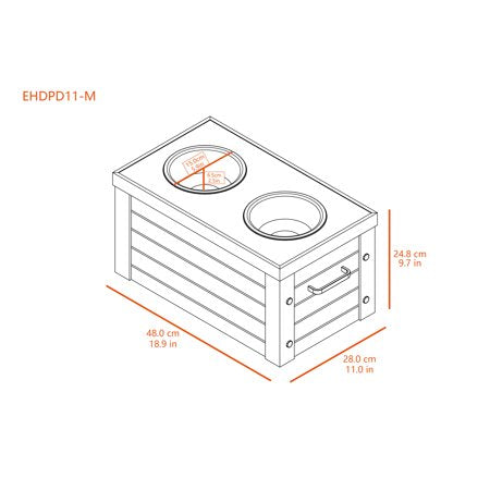 ECOFLEX  Piedmont Elevated Dog Feeder, Two 24 oz. Bowls, Removable Lid Storage, Small to Medium Size Dogs -K14-0648