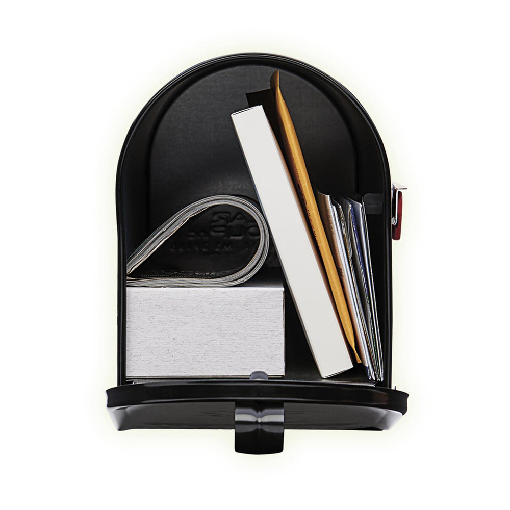 Architectural Mailboxes Elite Classic Galvanized Steel Post Mount Black Mailbox 1909