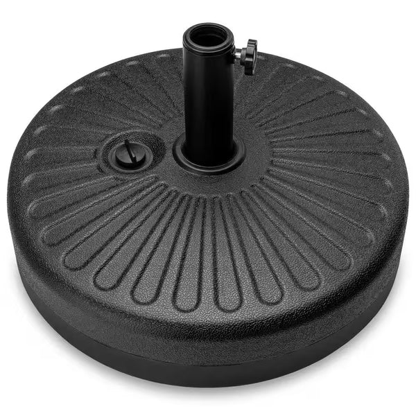 Fillable Plastic Faux Wicker Patio Umbrella Base with 2 Adjustment Knobs in Black Wicker - L122