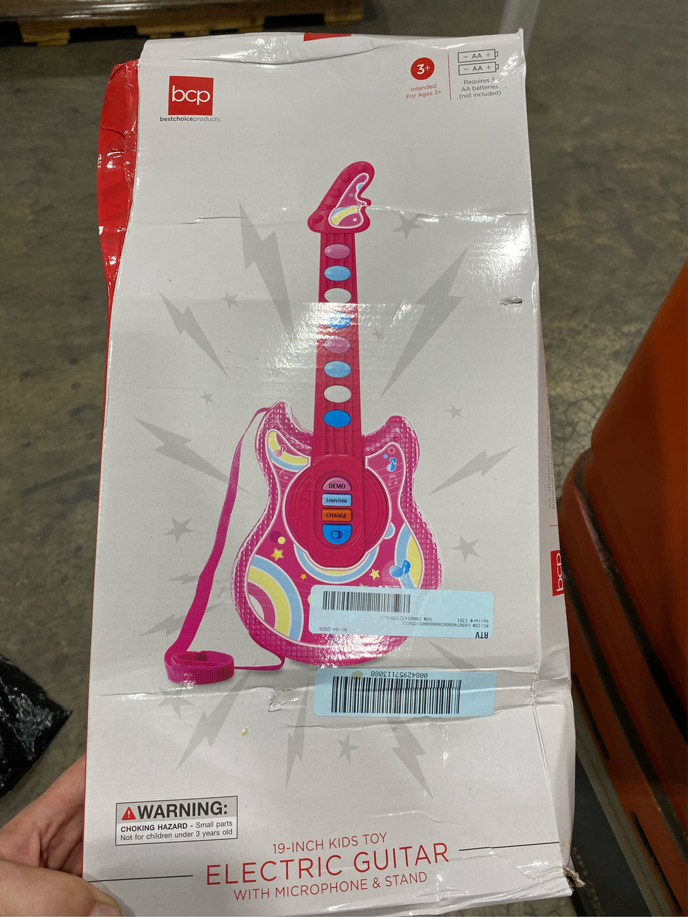 Best Choice Products 19in Kids Flash Guitar, Pretend Play Musical Instrument Toy for Toddlers w/ Mic, Stand - Pink - L6 - 444