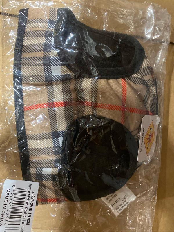 The Worthy Dog Plaid Sidekick Harness Vest - Tan - S - K11 - 597