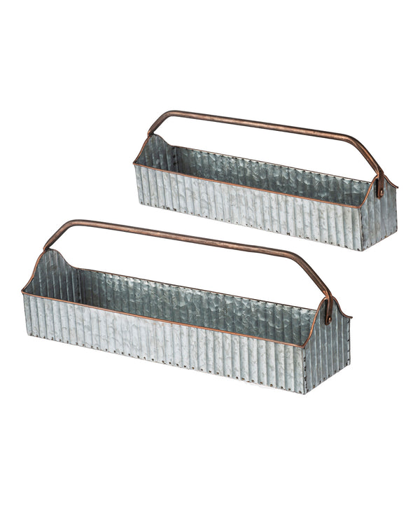 GANZ Indoor Planter Copper - Galvanized Metal Trough Planter Set- C5 - 1091