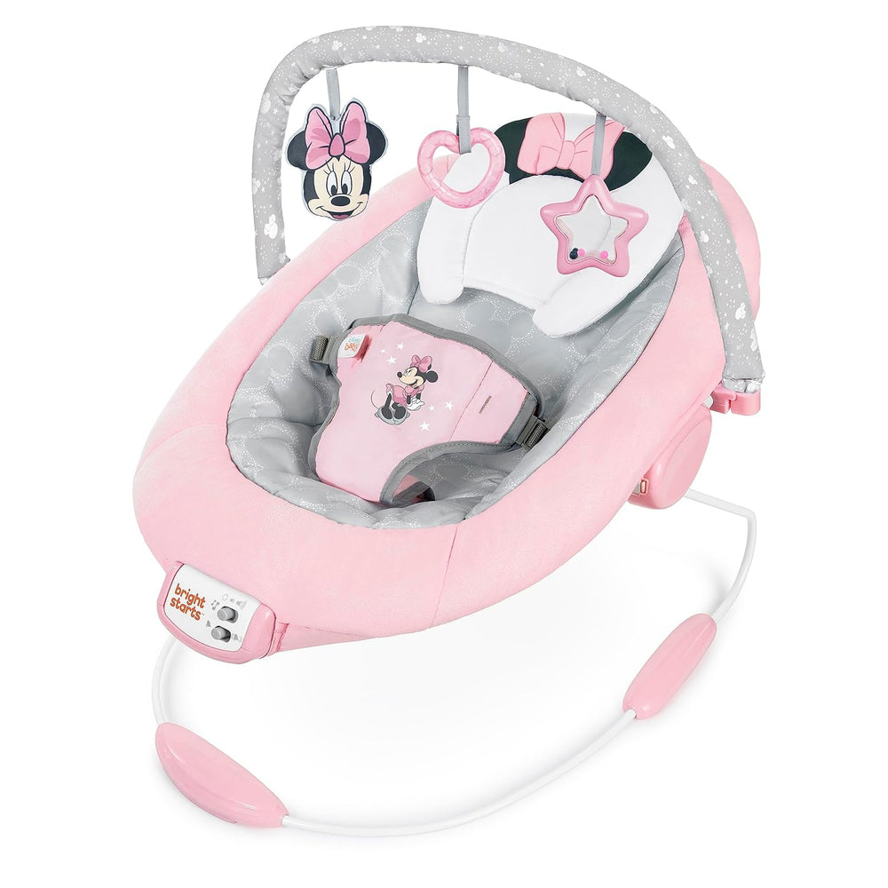 Minnie Mouse Baby Bouncer w/ Soothing Vibrations & Toy Bar — H64