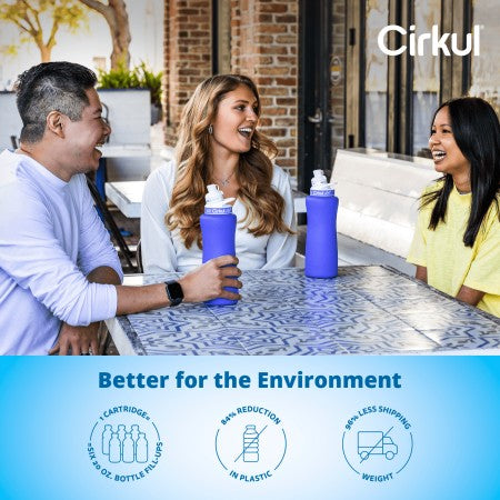 Cirkul 32oz Periwinkle Stainless Steel Starter Kit with Periwinkle Cirkul Lid 2.0 and 2 Flavor Cartridges (Blackberry Blueberry & Berry Blue Punch) 1373