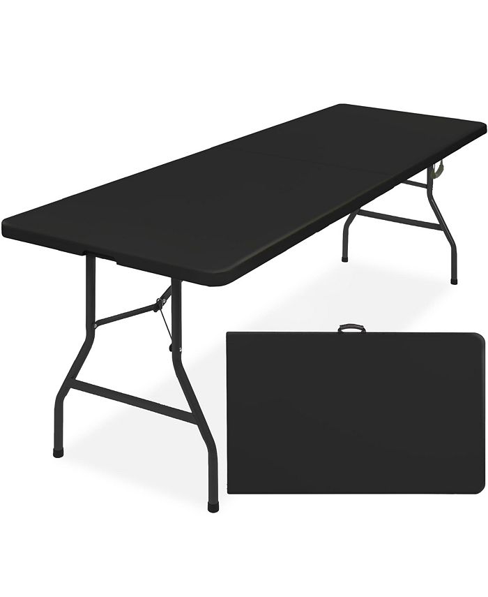 Best Choice Products 8ft Plastic Folding Table, Indoor Outdoor Heavy Duty Portable w/ Handle, Lock for Picnic - Black L137