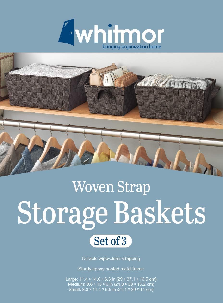 Whitmor Woven Strap Storage Baskets S/3-Espresso -J13-0663