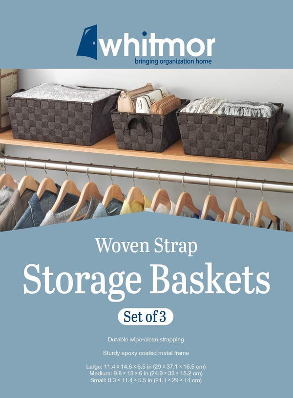 Whitmor Woven Strap Storage Baskets S/3-Espresso -J13-0663