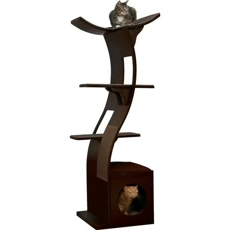 The Refined Feline, Lotus Cat Tower, Espresso - A5 - 441