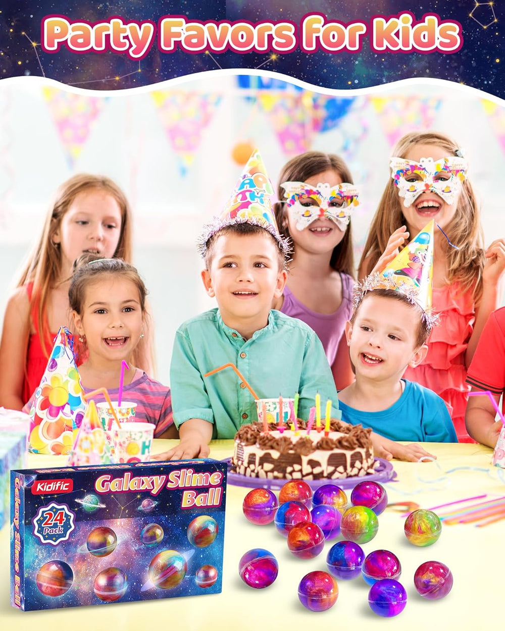 24 Pack Galaxy Slime Party Favors, Non-Sticky, Stress Relief Treasure Box Toys for Classroom Prizes, Easter Basket Stuffers Student Gifts Goodie Bags Egg Fillers for Kids Teens Boys Girls 4-8, 8-1283
