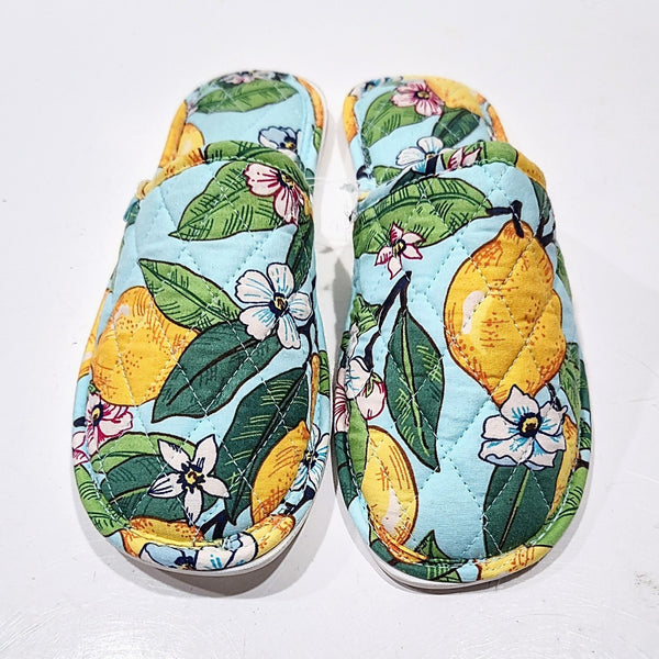 Vera Bradley Lemon Grove Travel Slippers Womens Medium 7-8 Slip on Mules Comfort -A9-0576