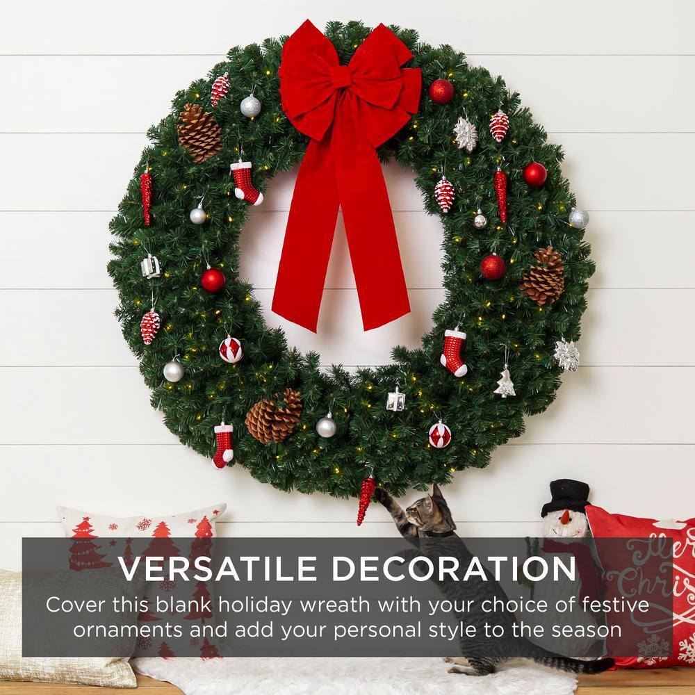 60 in. Pre-Lit LED Spruce Artificial Christmas Wreath with 300-Lights 1867