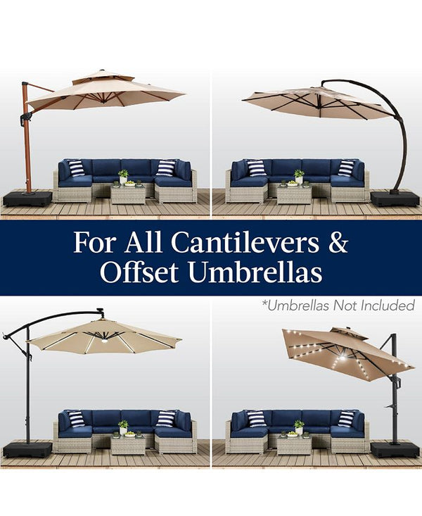 Best Choice Products Heavy-Duty Outdoor Cantilever Base Stand w/ Wheels, Locks, Fillable 330lb Capacity - Black - M10 - 1972