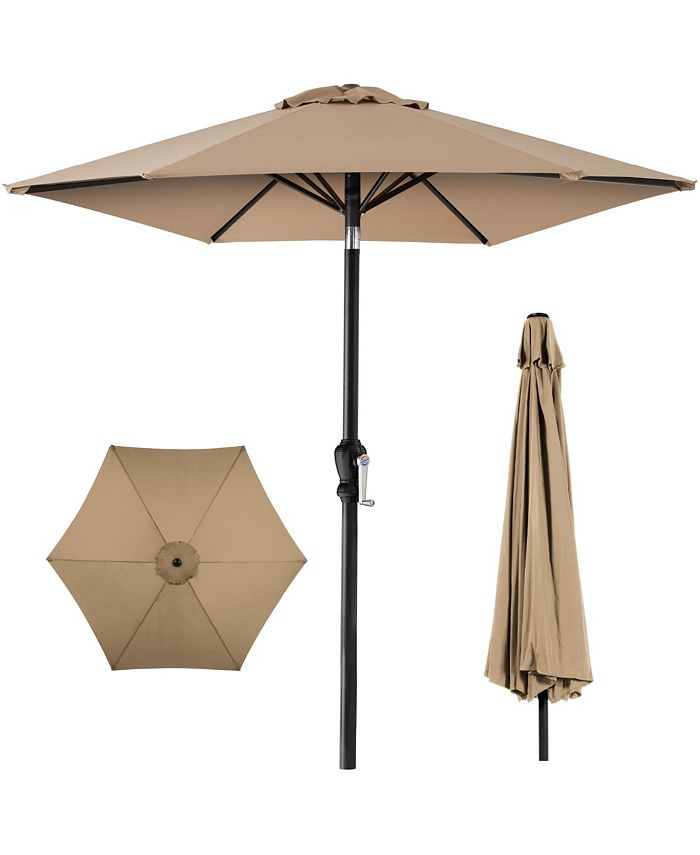 Best Choice Products 10ft Outdoor Steel Market Patio Umbrella w/ Crank, Tilt Push Button, 6 Ribs - Tan/Beige - No Size - K7 - 465