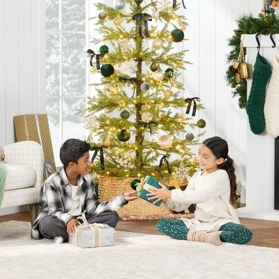 Best Choice Products 7.5ft Pre-Lit Sparse Christmas Tree w/ 300 2-in-1 LED Lights, Cordless Connection, Metal Stand 1879