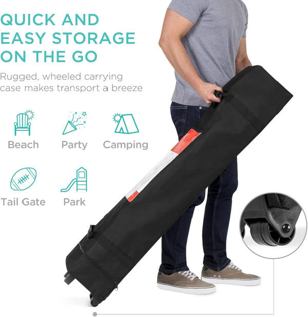 Ripped Carrying Bag - Best Choice Products 10x10ft Pop Up Canopy Tent, Outdoor Shade, 1 Person 1 Minute Set Up, Carry Case, 4 Weight Bags - Resort Blue - G7 - 111