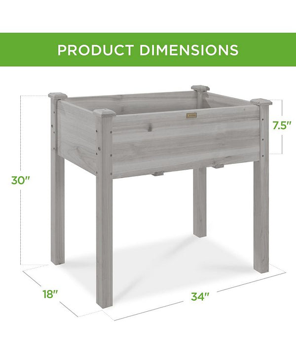 Best Choice Products 34x18x30in Raised Garden Bed, Elevated Wood Planter Box for Kids, Patio w/ Bed Liner - Gray - NO SIZE -C7-0413