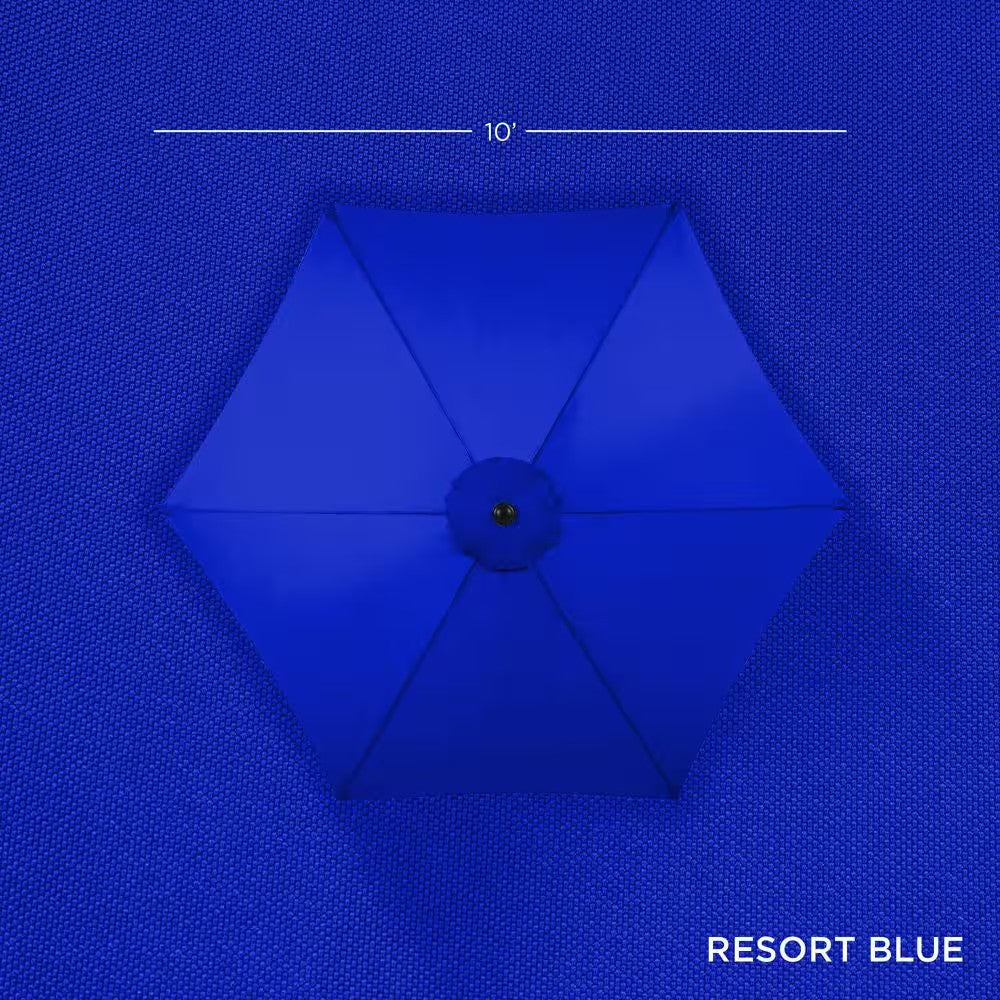 Resort Blue 10 ft. Steel Market Patio Umbrella with Crank and Tilt - L3 - 369