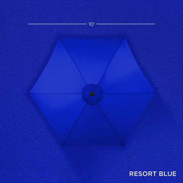 Resort Blue 10 ft. Steel Market Patio Umbrella with Crank and Tilt - L3 - 369