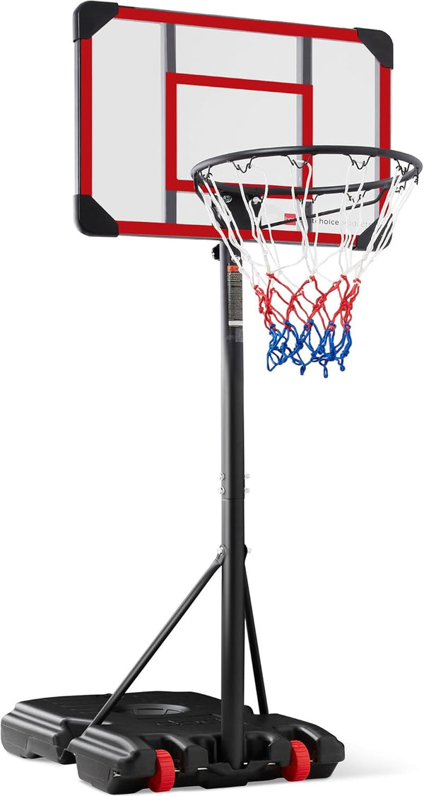 Kids Height-Adjustable Basketball Hoop System, Portable Game w/Wheels, Fillable Base, 70.5in to 82.3in Height -J210