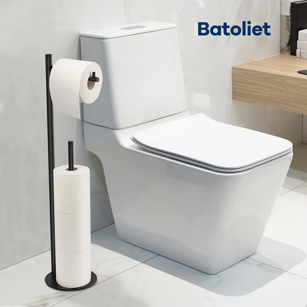 Toilet Paper Holder Stand, Bathroom Toilet Paper Roll Holder Stand with Reserve, Standing Toilet Paper Holder with Storage 1357