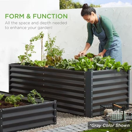 Best Choice Products 6x3x2ft Outdoor Metal Raised Garden Bed for Vegetables Flowers Herbs - Gun Metal - H2 - 1989