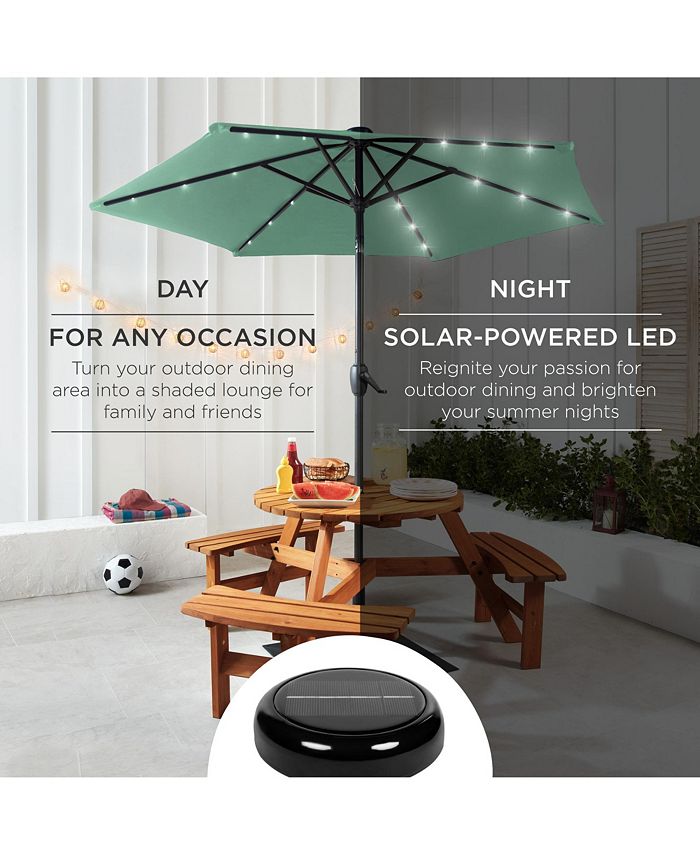 Best Choice Products 7.5ft Outdoor Solar Patio Umbrella for Deck, Pool w/ Tilt, Crank, LED Lights - Green - No Size -F3-1977