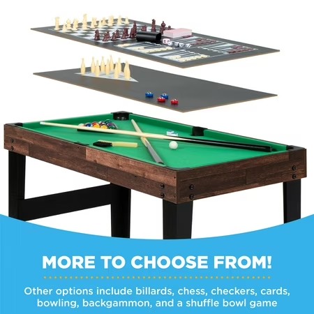 Best Choice Products 2x4ft 10-in-1 Combo Game Table Set w/ Hockey, Foosball, Pool, Shuffleboard, Ping Pong - Dark Wood -H3-1967