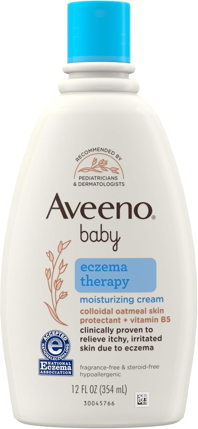 Aveeno Baby Eczema Therapy Moisturizing Cream, Natural Colloidal Oatmeal & Vitamin B5, Baby Cream for Dry, Itchy, Irritated Skin Due to Eczema, Paraben- & Steroid-Free, 12 fl. oz - K248