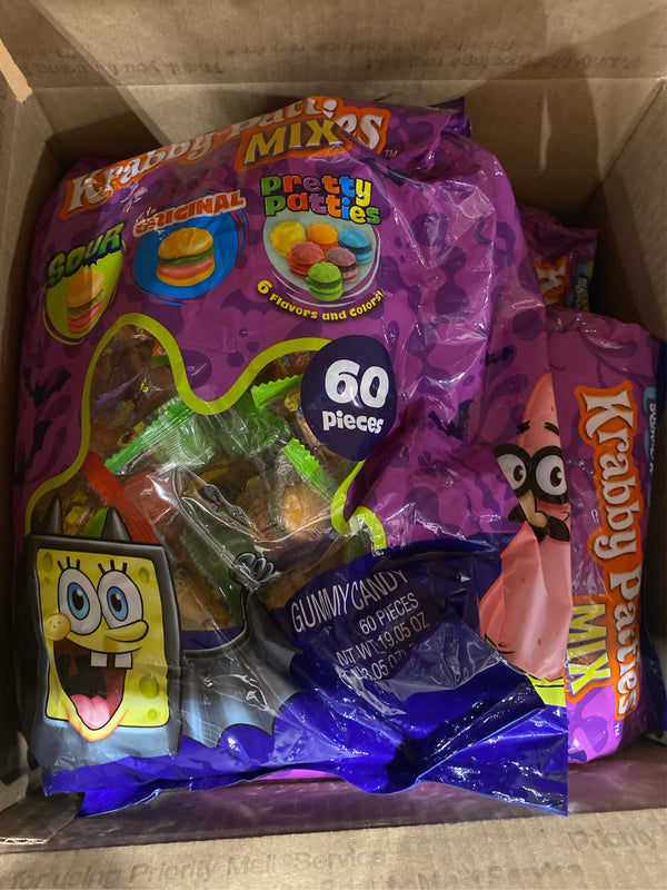 (Lot of 3) Krabby Patty Gummy Mix Bag Halloween Trick or Treat Candy 60 Count 19.05 Ounce Bag - J9 - 1632