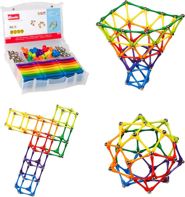 Goobi 180 Piece Magnetic Building Sticks Blocks Tiles Toy Magnet 3D Construction Set STEM Educational Toys for 3 4 5 6 7 8 Year Old Kids Boys Girls Adults with Storage Box and Instruction Guide 1280