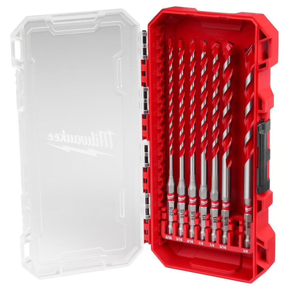 Milwaukee Shockwave 5/32 in. X 6 in. L Carbide Hammer Drill Bit Set Hex Shank 7 pc L450 - Tested and Working