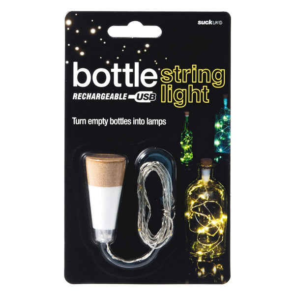 Suck UK Rechargeable Cork LED String Lights - USB Fairy Lights for Wine Bottles, Whiskey & Jars - Set Mood Lighting & Home Decor - Recycle Empty Bottles to Party Lights - Novelty Gift for Light Lovers -K8-0513