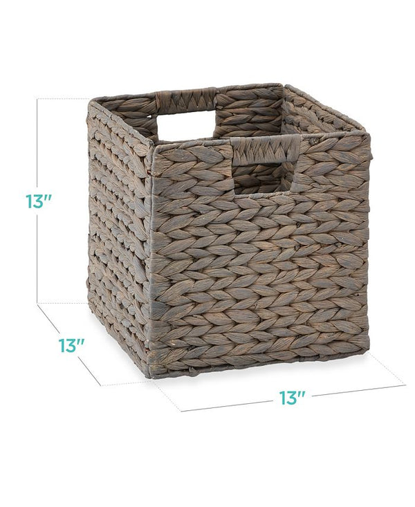 Best Choice Products 13x13in Hyacinth Storage Baskets, Set of 5 Multipurpose Collapsible Organizers - Gray 1218b