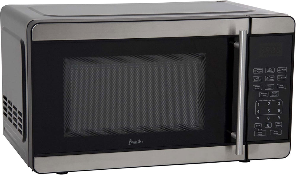 Avanti Microwave Oven 700-Watts Compact with 6 Pre Cooking Settings, Speed Defrost, Electronic Control Panel and Glass Turntable, 0.7-Cu.Ft., Metallic - J187