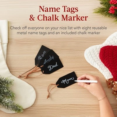Best Choice Products 3ft Christmas Stocking Stand, Hanging Holiday Decor Display w/ Name Tags, Chalk Marker - Matte Black - G3 - 1618