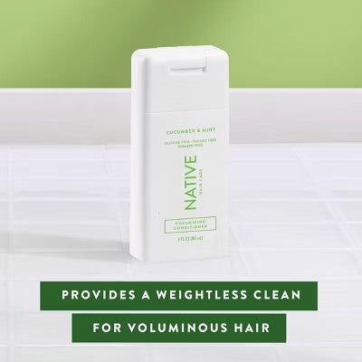 (Lot of 3) Native Travel Size Vegan Cucumber & Mint Natural Volume Conditioner, Clean, Sulfate, Paraben and Silicone Free - 3 fl oz - L9 - 132