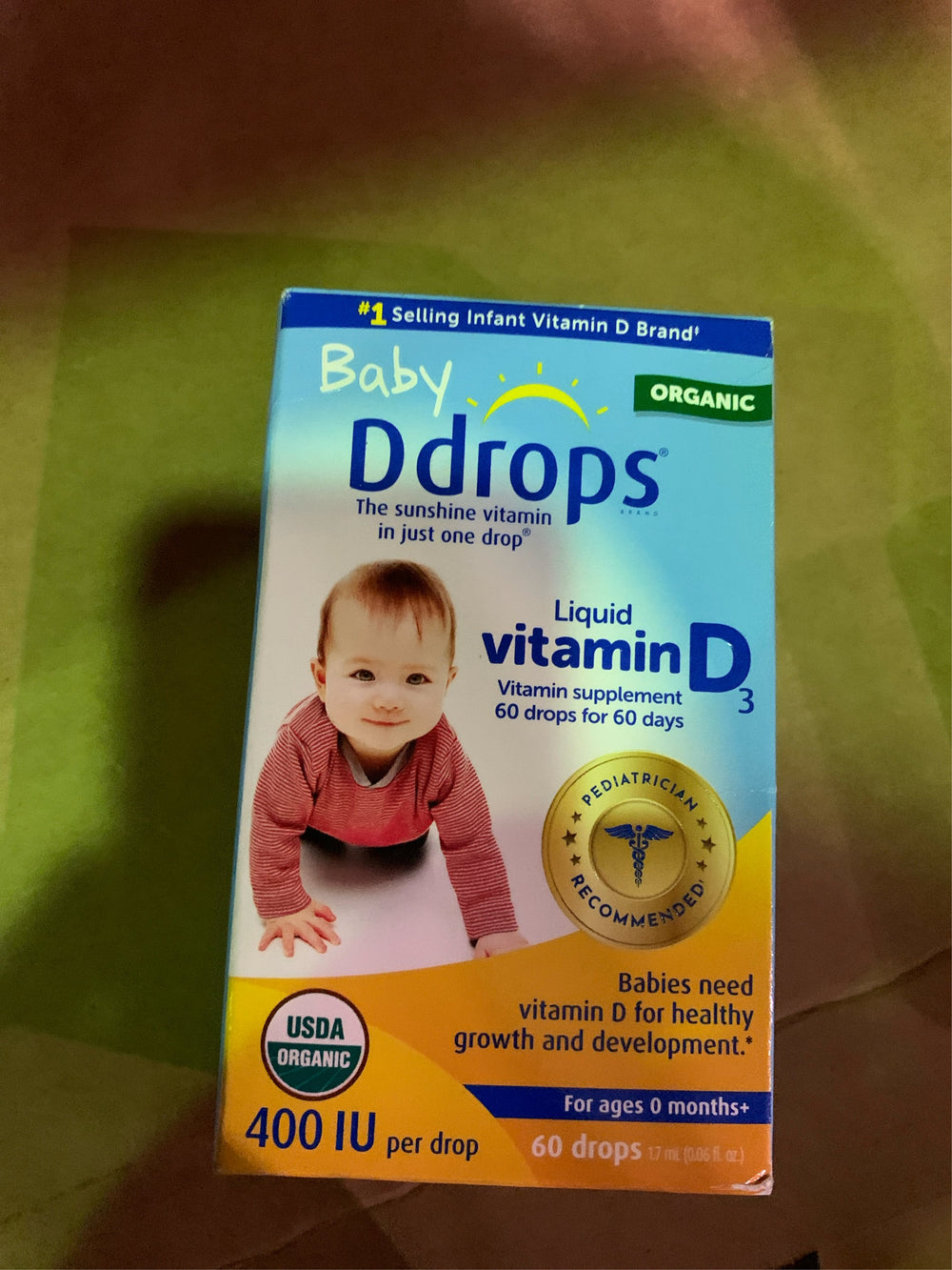 (Lot of 2) Ddrops Baby Vitamin D 400 IU Organic Liquid Drops - 0.06 fl oz -K9-0113