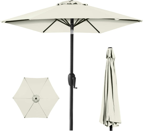 Best Choice 7.5ft Patio Market Umbrella w/ Tilt & Crank — Ivory — F96