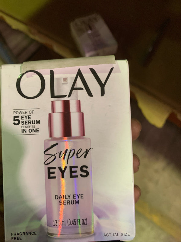 Olay Super Eye Serum - Vitamin C Caffeine Niacinamide Amino Peptide Aloe Vera - Brightens Dark Circles Anti-Wrinkle Anti-Aging Brightening Smooths Fine Lines Firming Hydrating 0.45 Oz - K5 - 199 -B7-0394 -B7 0395