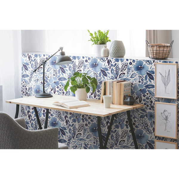 RoomMates 28.18-sq ft Blue Vinyl Novelty Self-adhesive Peel and Stick Wallpaper - G12 - 269