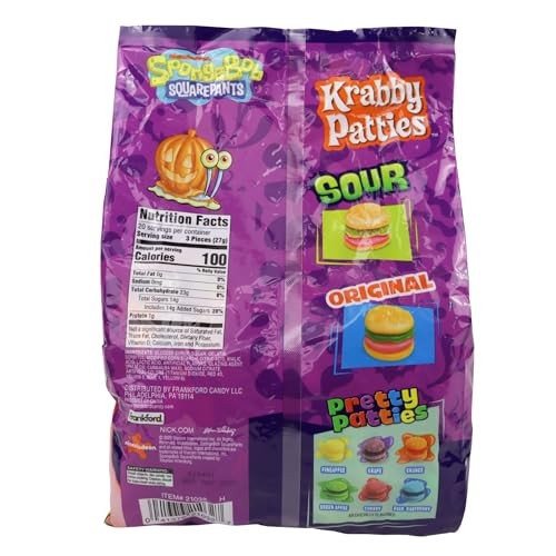 (Lot of 3) Krabby Patty Gummy Mix Bag Halloween Trick or Treat Candy 60 Count 19.05 Ounce Bag - J9 - 1632